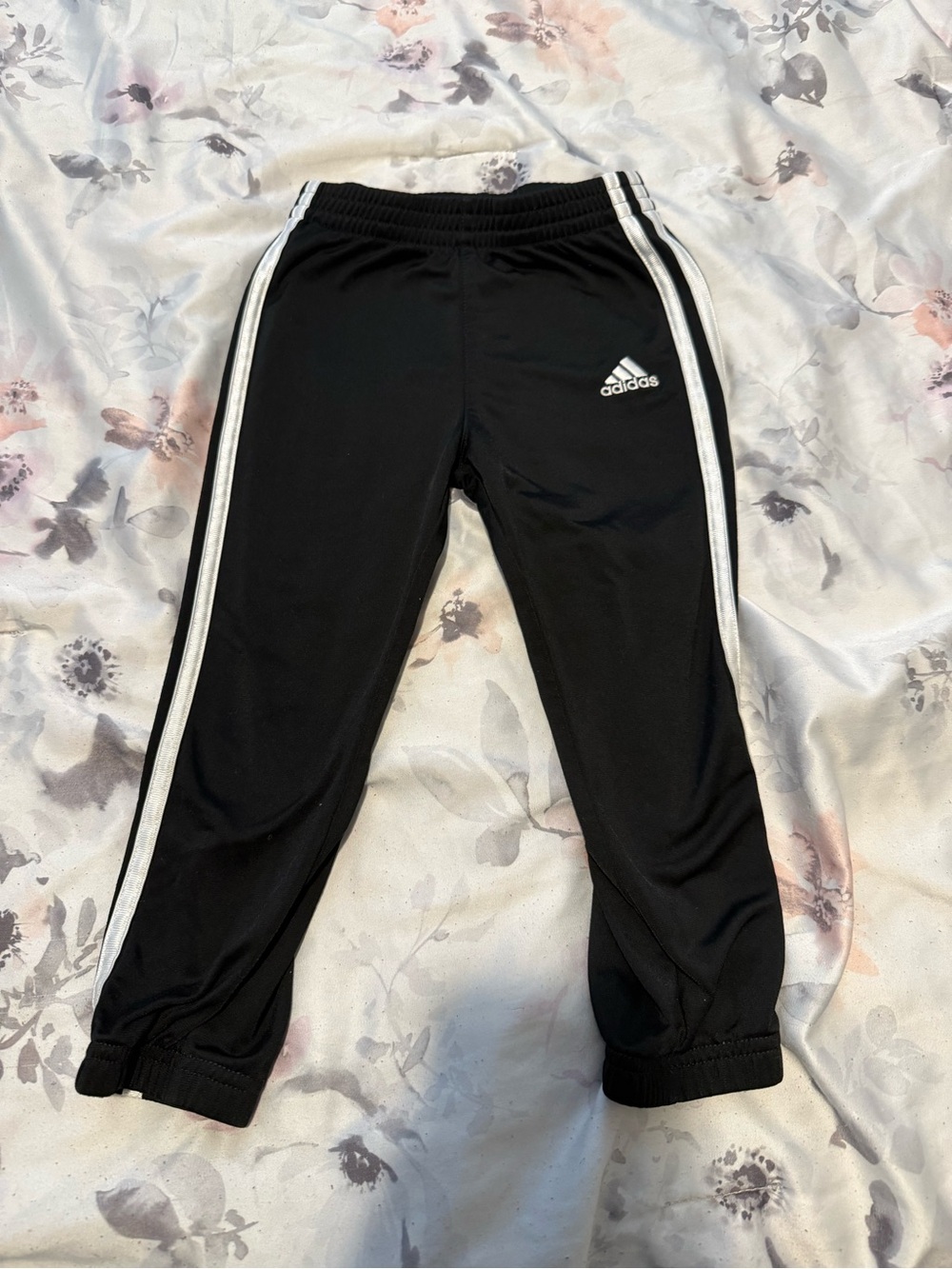 adidas Black Kids Joggers with White Side Stripes